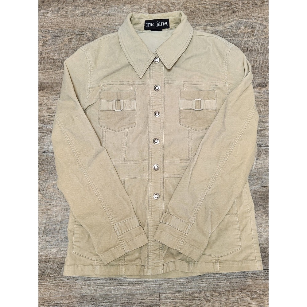Me Jane Beige Corduroy Button Down Jacket Women's Size Large